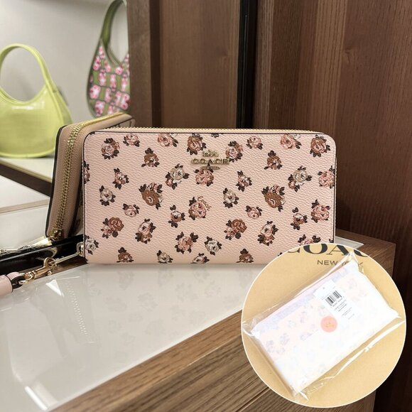 **GIFT PACKING** COACH LONG ZIP AROUND WALLET WITH ROSETTE PRINT CZ329 - Picture 1 of 12
